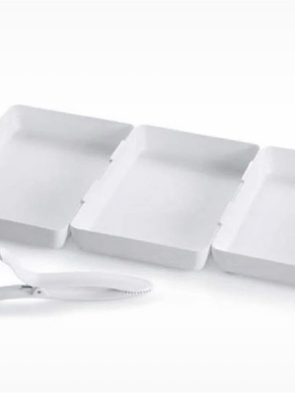 Pampered Chef White Multi-Section Serving Tray Set